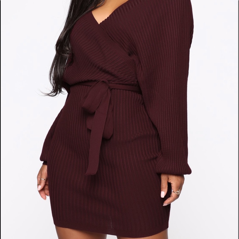 Sweater dress -wine color